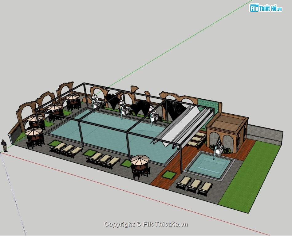 Bản vẽ 3d bể bơi,Bản vẽ bể bơi,file sket chup bể bơi,3d sketchup bể bơi