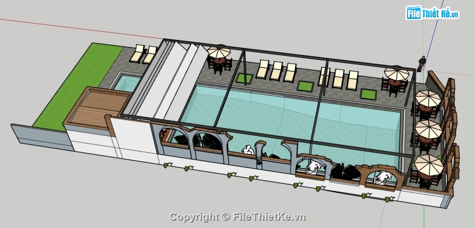 Bản vẽ 3d bể bơi,Bản vẽ bể bơi,file sket chup bể bơi,3d sketchup bể bơi