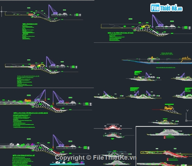 Biện pháp thi công,Bản vẽ thi công,Filethietke đê biển,Filethietke đê kè,thi công đê biển,đê chắn sóng
