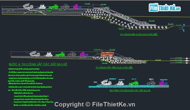 Biện pháp thi công,Bản vẽ thi công,Filethietke đê biển,Filethietke đê kè,thi công đê biển,đê chắn sóng