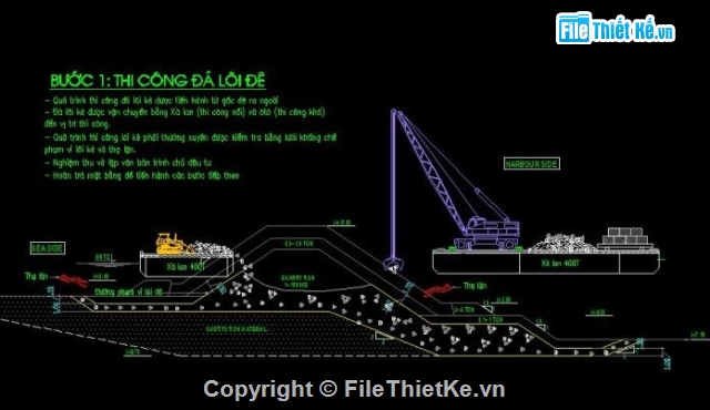 Biện pháp thi công,Bản vẽ thi công,Filethietke đê biển,Filethietke đê kè,thi công đê biển,đê chắn sóng