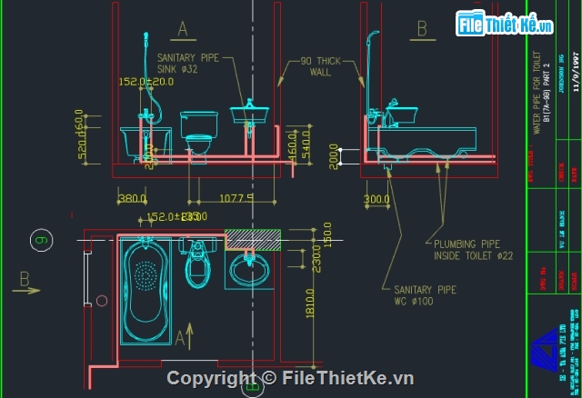 Bản vẽ nội thất,Bản vẽ cad nội thất,bản vẽ nhà vệ sinh,wc,cad nội thất