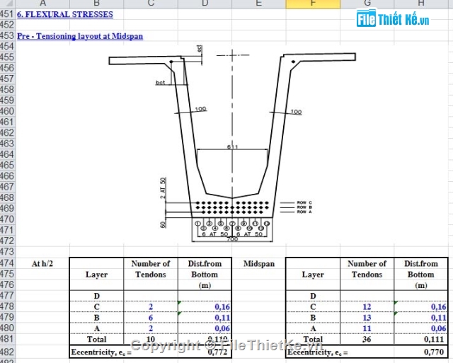 Bản vẽ dầm super T,bảng tính dầm super t,l=38m,theo 22 tcn 272 - 05,Dầm Super T 38m