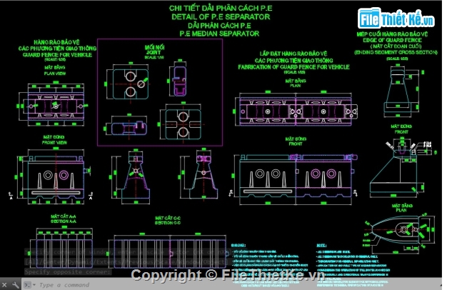 dải phân cách đường,Dải phân cách mềm,đường cao tốc,file cad dải phân cách