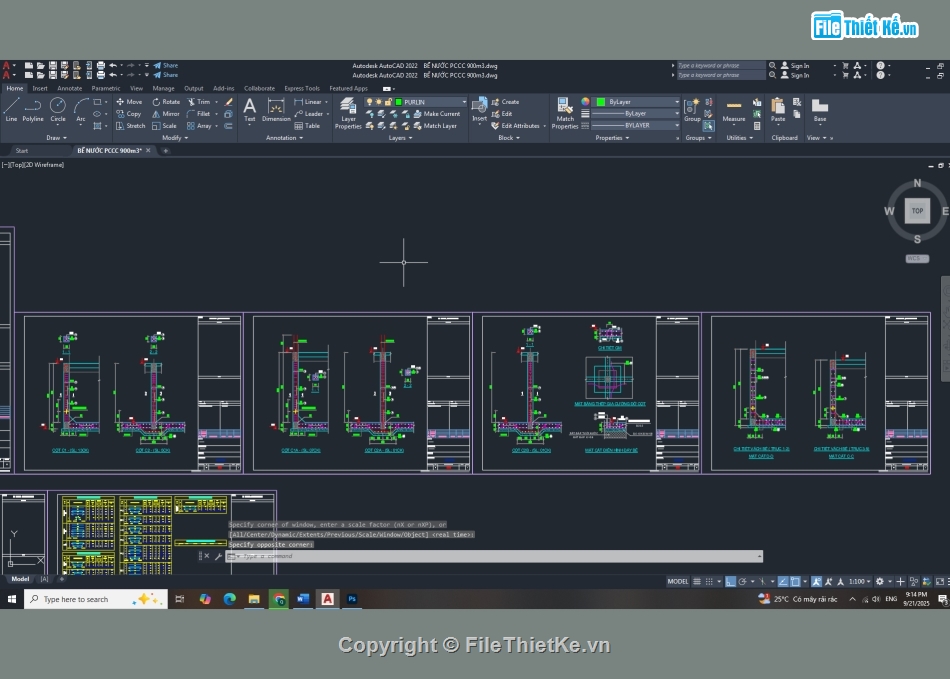 bể nước PCCC,bể nước ngầm,file cad bể nước ngầm