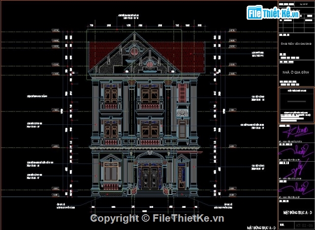 Biệt thự 3 tầng,bản vẽ cad biệt thự 3 tầng,Biệt thự 3 tầng 10.64x19.35m,mẫu biệt thự 3 tầng,bản vẽ biệt thự 3 tầng