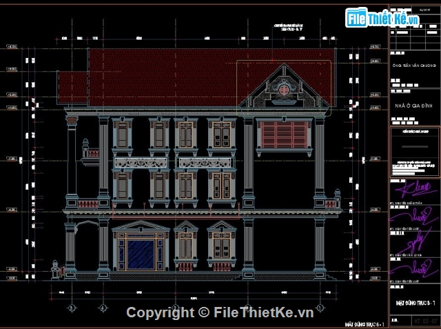 Biệt thự 3 tầng,bản vẽ cad biệt thự 3 tầng,Biệt thự 3 tầng 10.64x19.35m,mẫu biệt thự 3 tầng,bản vẽ biệt thự 3 tầng