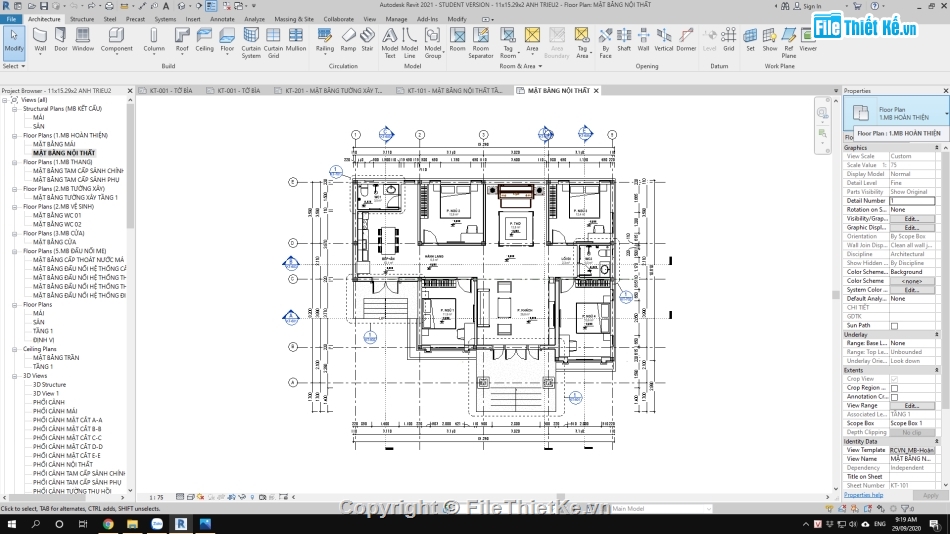 kiến trúc biệt thự 1 tầng,biệt thự 1 tầng 11x15m,bản vẽ biệt thự 1 tầng,mẫu biệt thự 1 tầng