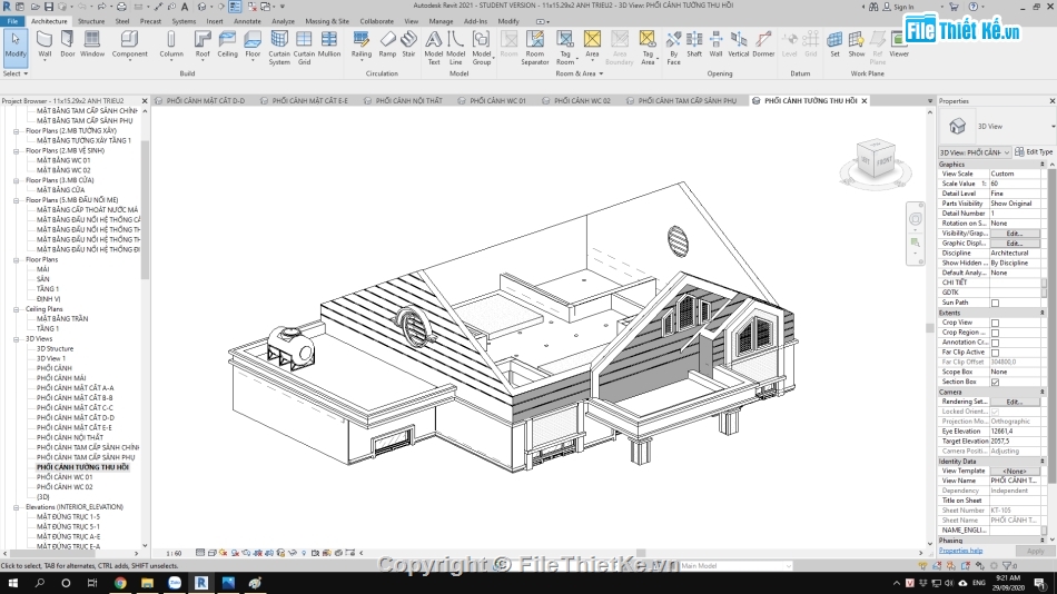 kiến trúc biệt thự 1 tầng,biệt thự 1 tầng 11x15m,bản vẽ biệt thự 1 tầng,mẫu biệt thự 1 tầng