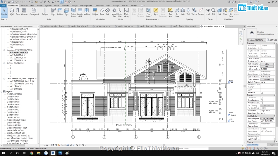 kiến trúc biệt thự 1 tầng,biệt thự 1 tầng 11x15m,bản vẽ biệt thự 1 tầng,mẫu biệt thự 1 tầng