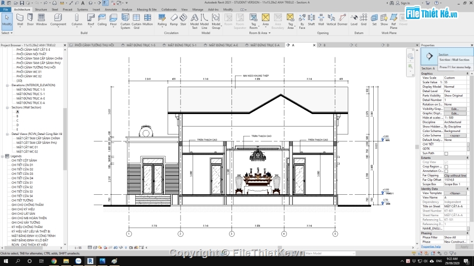 kiến trúc biệt thự 1 tầng,biệt thự 1 tầng 11x15m,bản vẽ biệt thự 1 tầng,mẫu biệt thự 1 tầng