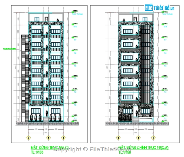 mẫu nhà có tầng hầm,nhà trọ,nhà 9 tầng,Nhà trọ 9.6x44m