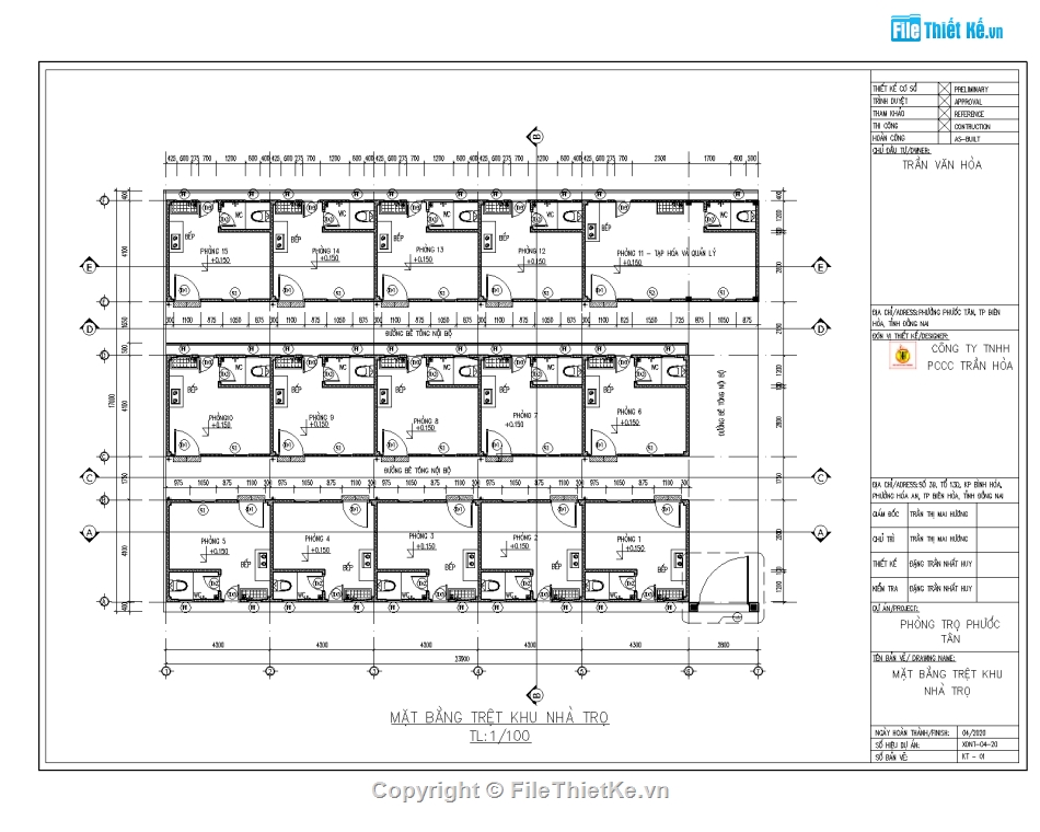 Bản vẽ nhà trọ,thiết kế nhà trọ,file thiết kế nhà trọ