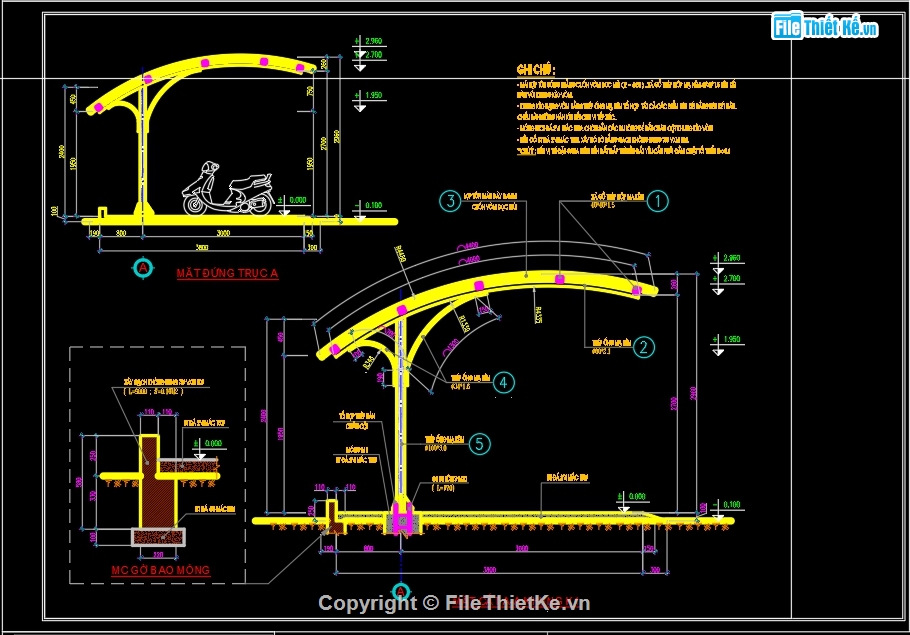 Gara xe máy 3x9m,Nhà để xe máy 27m2,Gara xe máy,Gara xe công sở nhỏ,gara xe 3x9m,file cad nhà để xe