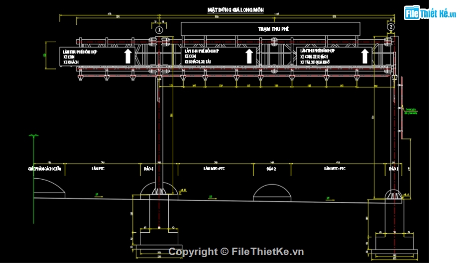 Bản vẽ giá long môn,kết cấu giá lông môn,giá long môn trạm thu phí,bản vẽ giá long môn,bản vẽ chi tiết giá long môn