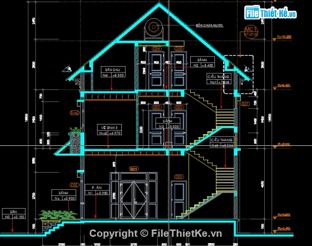 mẫu biệt thự mái thái,biệt thự kích thước 10 x 14m,biệt thự đẹp,biệt thự 2 tầng