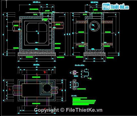 hệ thống thoát nước mưa,Bản vẽ cấp thoát nước,thu nước của cống bản,Cống thoát nước khẩu độ 500,Hố ga,Ga thu thăm kết hợp