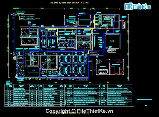 Bản vẽ hệ thống Xử lý nước thải sản xuất và sinh hoạt công suất 450m3