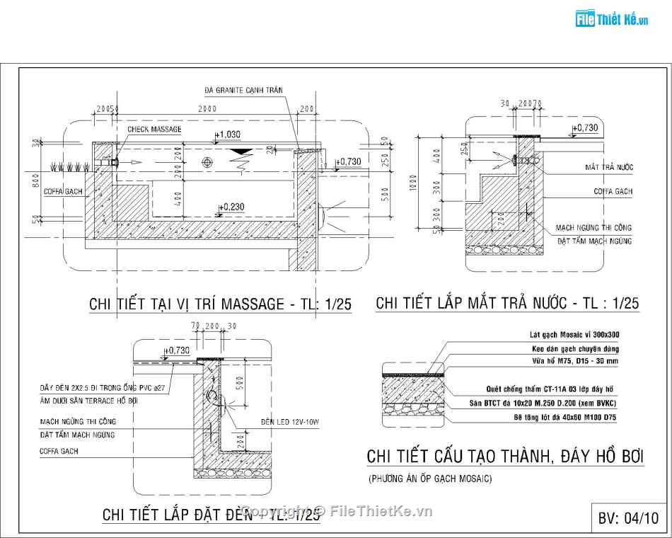 thiết kế hồ bơi,bản vẽ hồ bơi,autocad hồ bơi