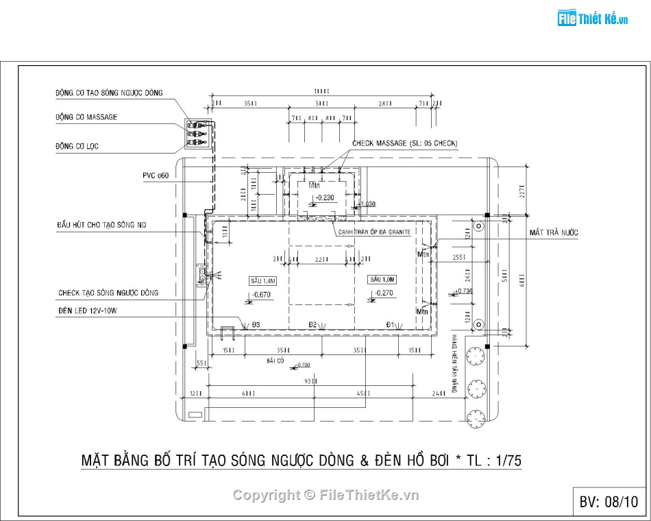 thiết kế hồ bơi,bản vẽ hồ bơi,autocad hồ bơi