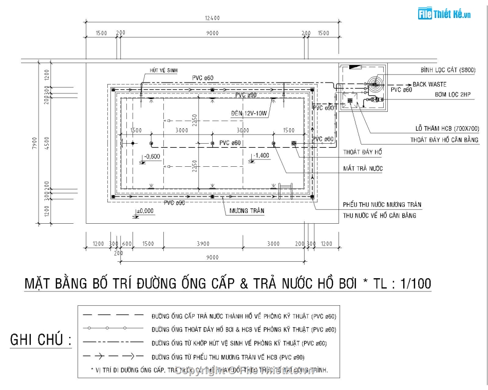 Hồ bơi 4.5x9m,File autoacad hồ bơi,File cad hồ bơi 4.5x9m,Bản vẽ hồ bơi file cad,File autocad bản vẽ hồ bơi