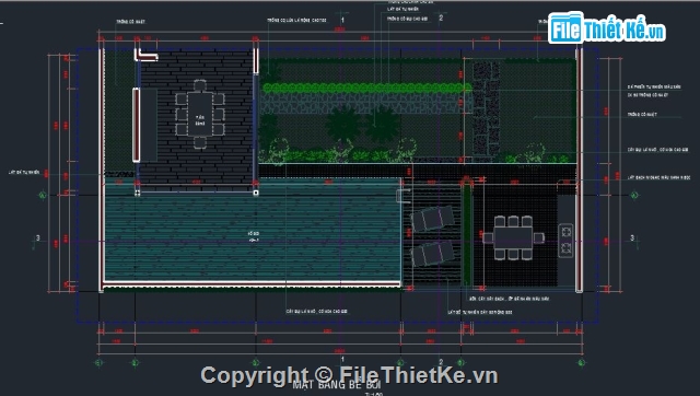 Hồ bơi,bản vẽ bể bơi,bể bơi trong nhà,bể bơi villa,bể bơi 4.5x11m