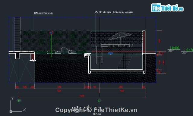 Hồ bơi,bản vẽ bể bơi,bể bơi trong nhà,bể bơi villa,bể bơi 4.5x11m