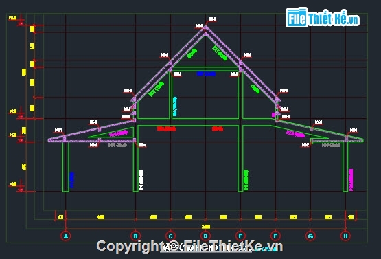 bản vẽ kết cấu nhà hỏa táng,bản vẽ kết cấu nhà thờ,bản vẽ kết cấu mái xéo
