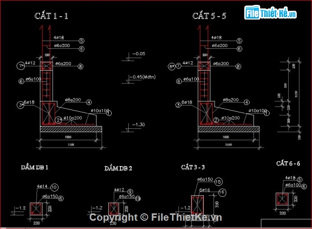 Làm móng nhà ống 3 tầng ban ve ket cau nha pho 3 tang day du chi tiet 8418 - Làm móng nhà ống 3 tầng