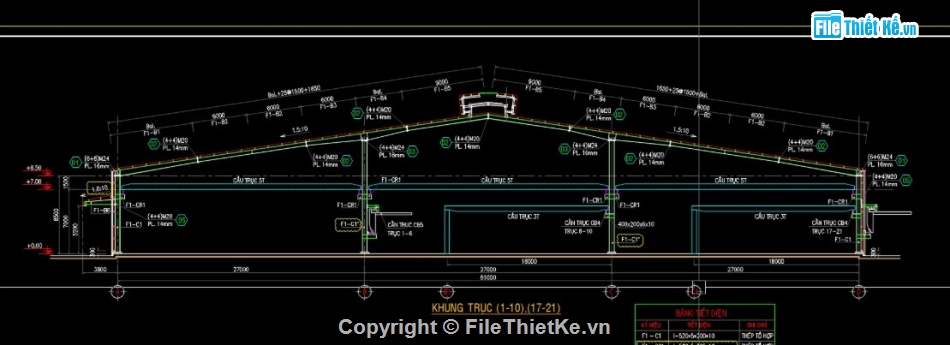 Bản vẽ cột kèo nhà xưởng 81m,Bản vẽ cửa nóc gió nhà xưởng,Bản vẽ dầm cầu trục nhà xưởng,Bản vẽ kết cấu thép nhà xưởng 81m