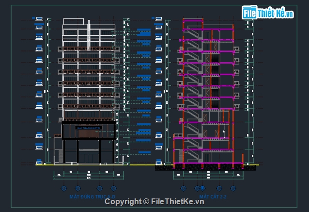 kiến trúc khách sạn,khách sạn,bản vẽ khách sạn,bản vẽ autocad khách sạn,bản vẽ autocad khách sạn tuyệt đẹp.,khách sạn 50x20m