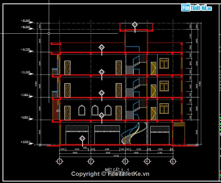 bản vẽ khách sạn,bản vẽ nhà nghỉ,file cad khách sạn,file cad nhà nghỉ 4 tầng,kiến trúc nhà nghỉ