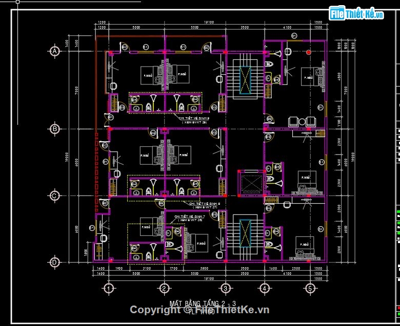 bản vẽ khách sạn,bản vẽ nhà nghỉ,file cad khách sạn,file cad nhà nghỉ 4 tầng,kiến trúc nhà nghỉ