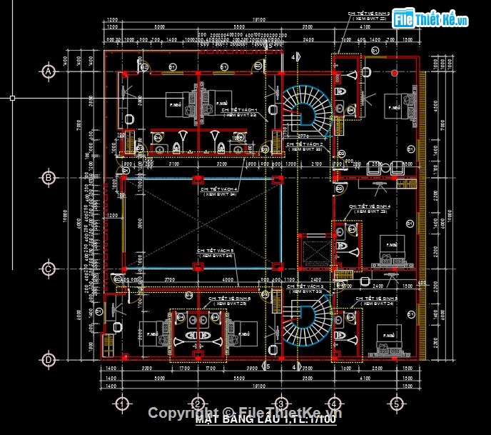 bản vẽ khách sạn,bản vẽ nhà nghỉ,file cad khách sạn,file cad nhà nghỉ 4 tầng,kiến trúc nhà nghỉ