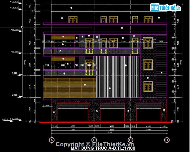 bản vẽ khách sạn,bản vẽ nhà nghỉ,file cad khách sạn,file cad nhà nghỉ 4 tầng,kiến trúc nhà nghỉ