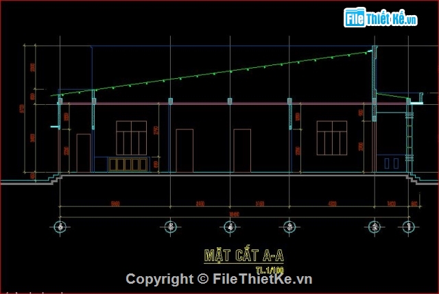 mẫu nhà trệt,nhà trệt 1 mái,nhà trệt mái dốc,nhà trệt kích thước 5 x 19m