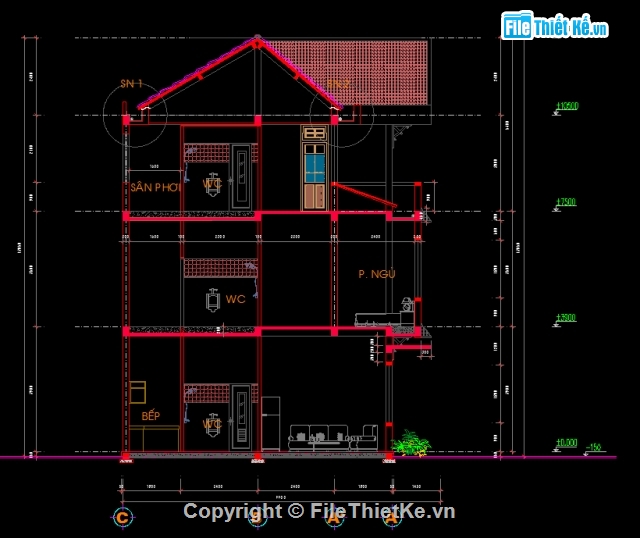 kiến trúc biệt thự,biệt thự 3 tầng,Bản vẽ biệt thự 3 tầng 8.4x12.91m,Biệt thự 3 tầng đẹp,bản vẽ biệt thự 3 tầng