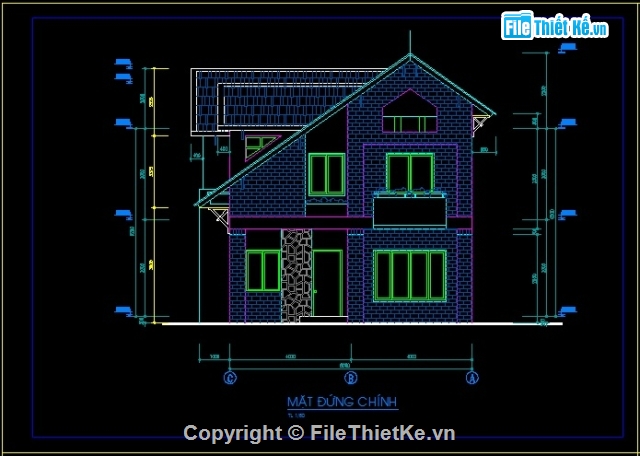 biệt thự 8x13.5,bản vẽ biệt thự 2 tầng,biệt thự đẹp 2 tầng