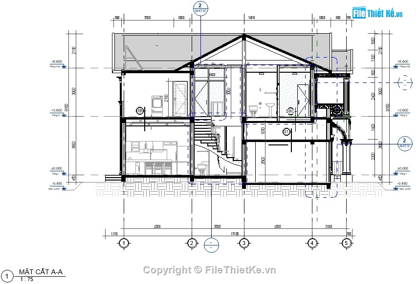 biệt thự 2 tầng,bản vẽ biệt thự 2 tầng revit,biệt thự tân cổ điển 2 tầng revit