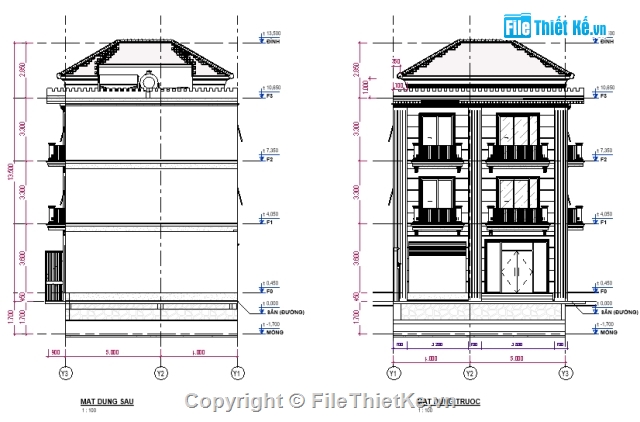 kiến trúc 3 tầng,nhà 3 tầng,bản vẽ revit biệt thự 3 tầng,biệt thự 3 tầng 9x11.2m,biệt thự 3 tầng