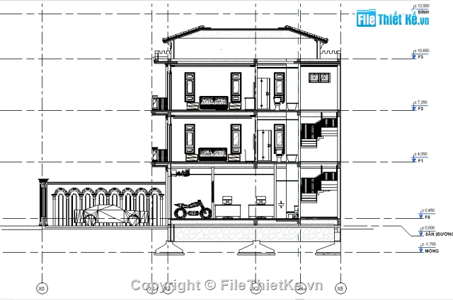 kiến trúc 3 tầng,nhà 3 tầng,bản vẽ revit biệt thự 3 tầng,biệt thự 3 tầng 9x11.2m,biệt thự 3 tầng