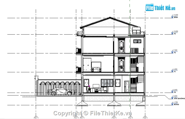 kiến trúc 3 tầng,nhà 3 tầng,bản vẽ revit biệt thự 3 tầng,biệt thự 3 tầng 9x11.2m,biệt thự 3 tầng