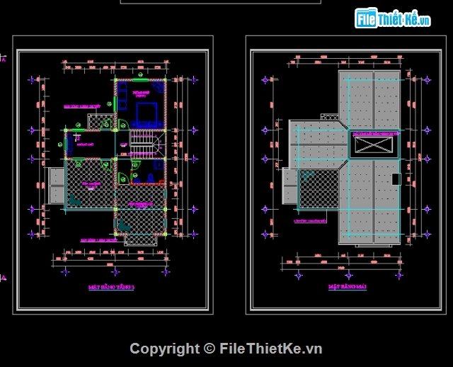 kiến trúc biệt thự,Bản vẽ kiến trúc biệt thự,biệt thự kích thước 11x12m,biệt thự cổ điển 3 tầng