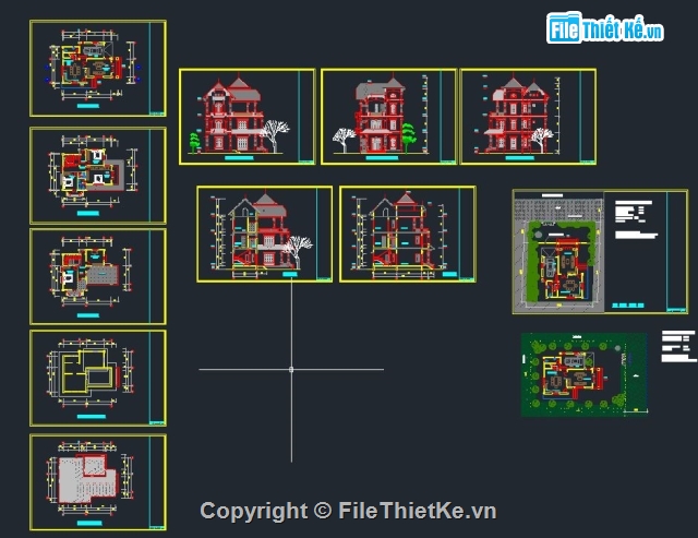 Bản vẽ biệt thự 3 tầng phong cách pháp,Biệt thự 3 tầng phong cách pháp,Biệt thự pháp cổ 3 tầng kích thước 9.3x11.35m