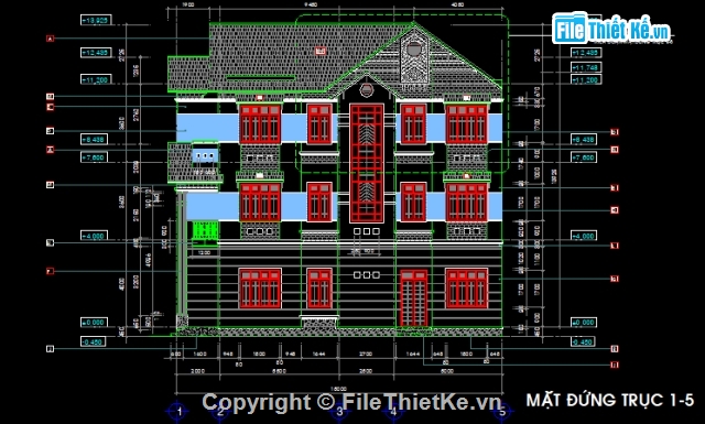 bản vẽ biệt thự 3 tầng,biệt thự 3 tầng,thiết kế biệt thự,kiến trúc biệt thự,biệt thự phố,7.5x15m