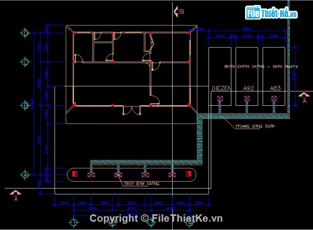 kiến trúc cây xăng,cây xăng,Bản vẽ kiến trúc trạm xăng