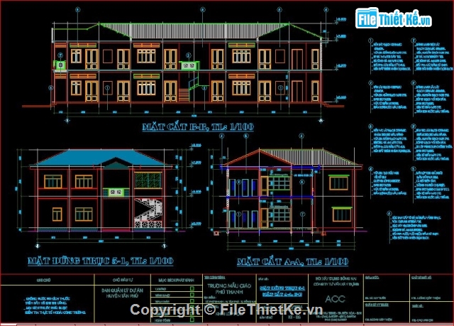 trường mẫu giáo Phú Thanh,bản vẽ trường mẫu giáo,thiết kế trường mẫu giáo