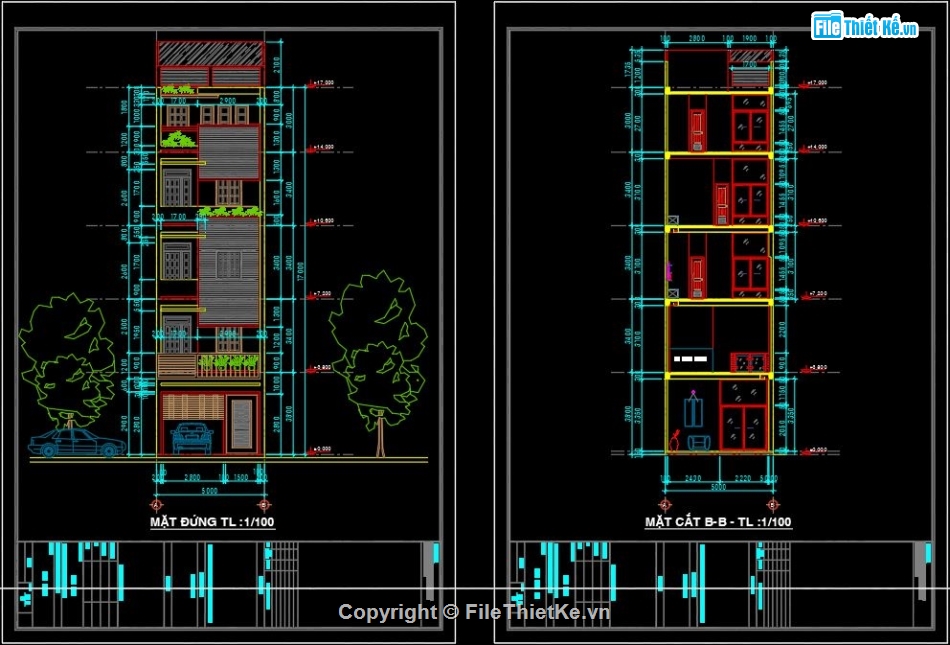 file cad nhà phố 5 tầng,cad nhà phố 5 tầng 5x15.5m,bản vẽ cad nhà 5 tầng,dwg kiến trúc nhà 5 tầng