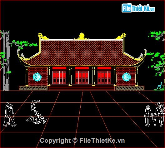 kiến trúc chùa thôn hấn,mẫu thiết kế chùa,thiết kế chùa Hấn,bản vẽ chùa Thượng Đình