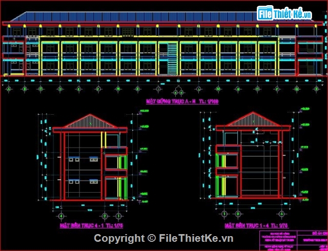 thi công trường học,bản vẽ trường THCS Nguyễn Thái BÌnh,thiết kế trường THCS